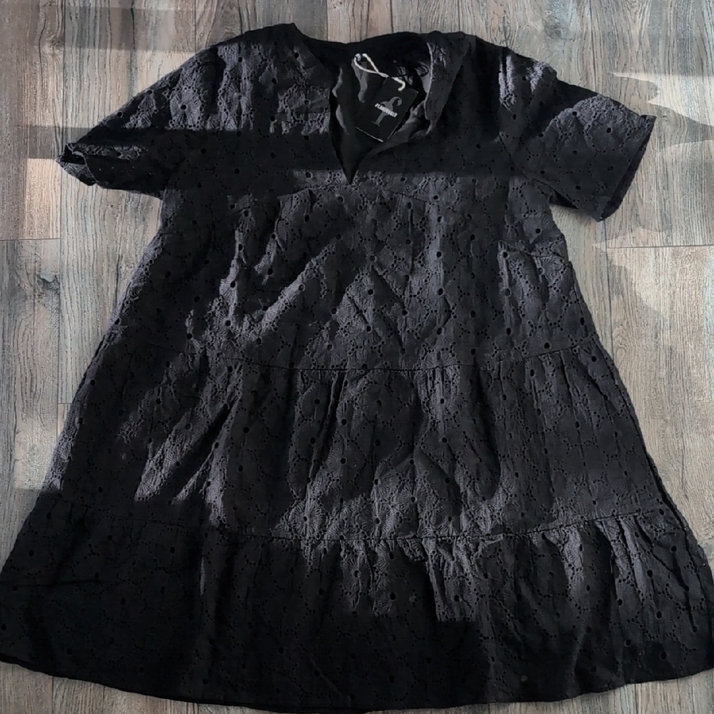 FLAMINGALS Eyelet Midi Dress Black Plus Size XXL NWT - Picture 6 of 12